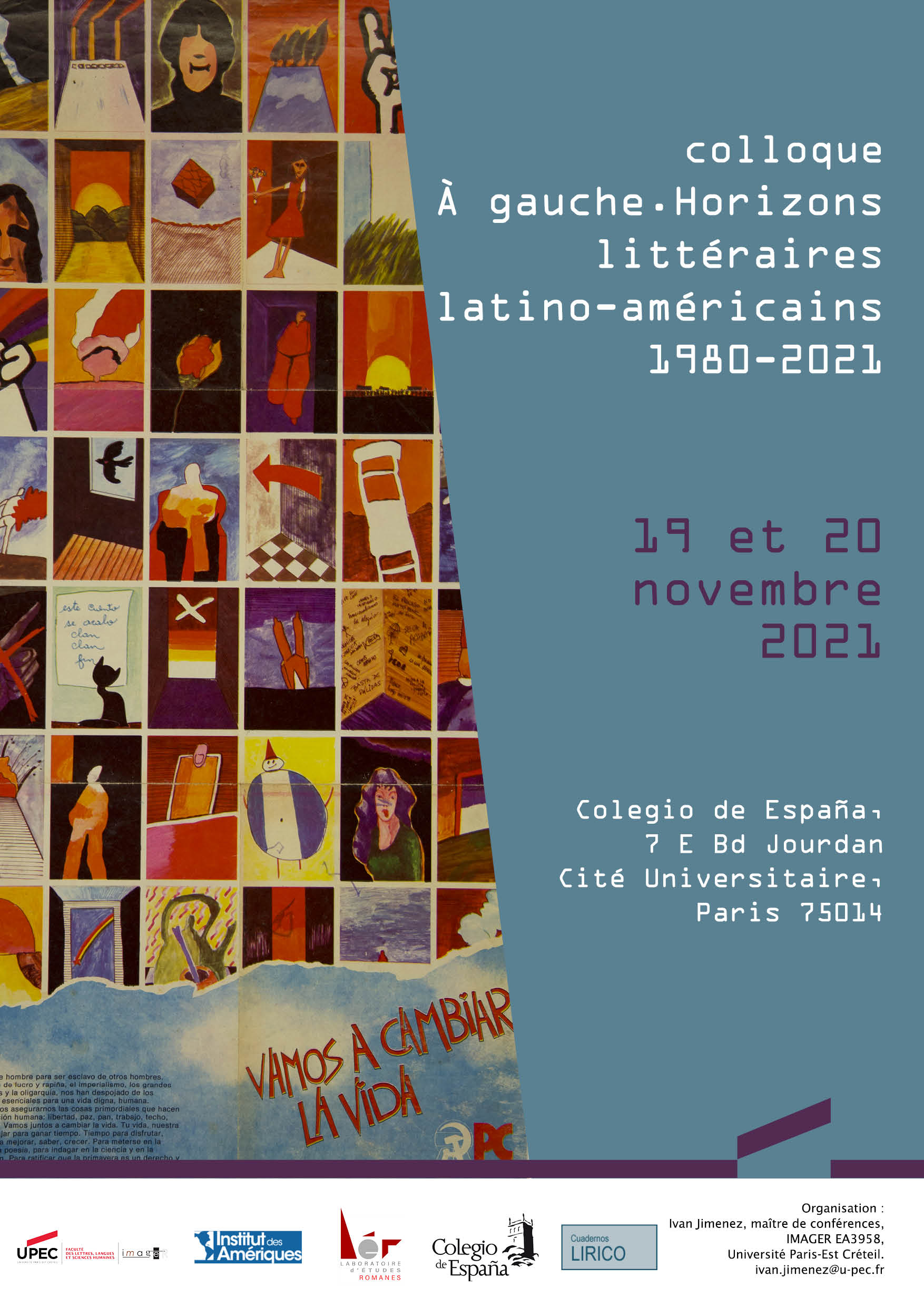Affiche colloque À gauche. Horizons littéraires latino-américains 1980-2021