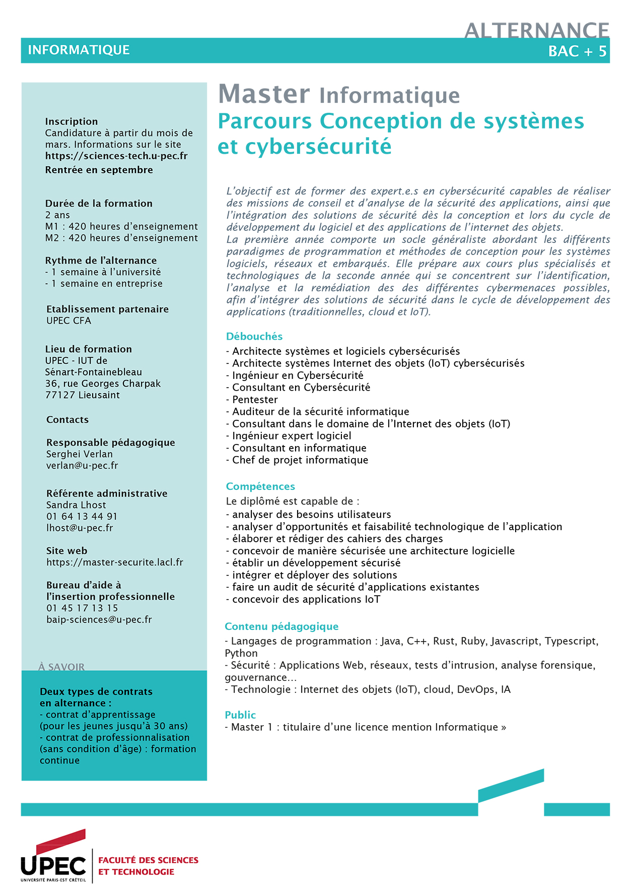 Fiche Master Informatique Cybersécurité FA 2024