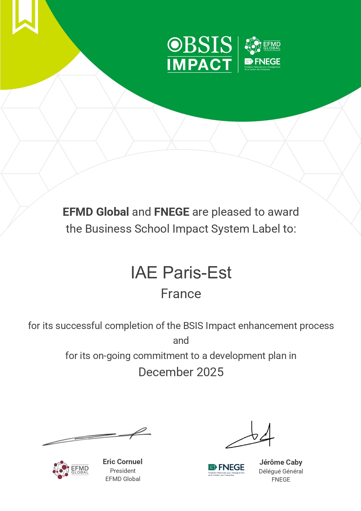 Label BSIS - IAE Paris-Est