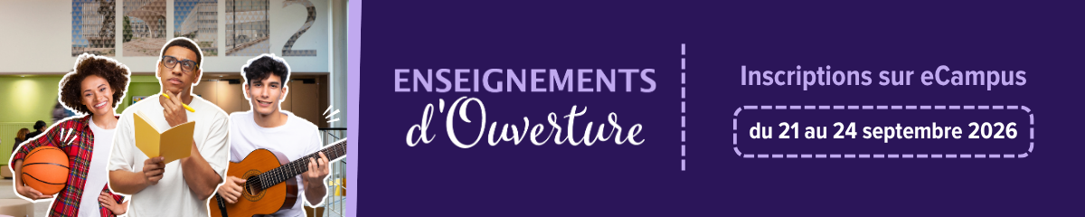 Enseignements d'Ouverture - Inscriptions sur eCampus du 21 au 24 septembre