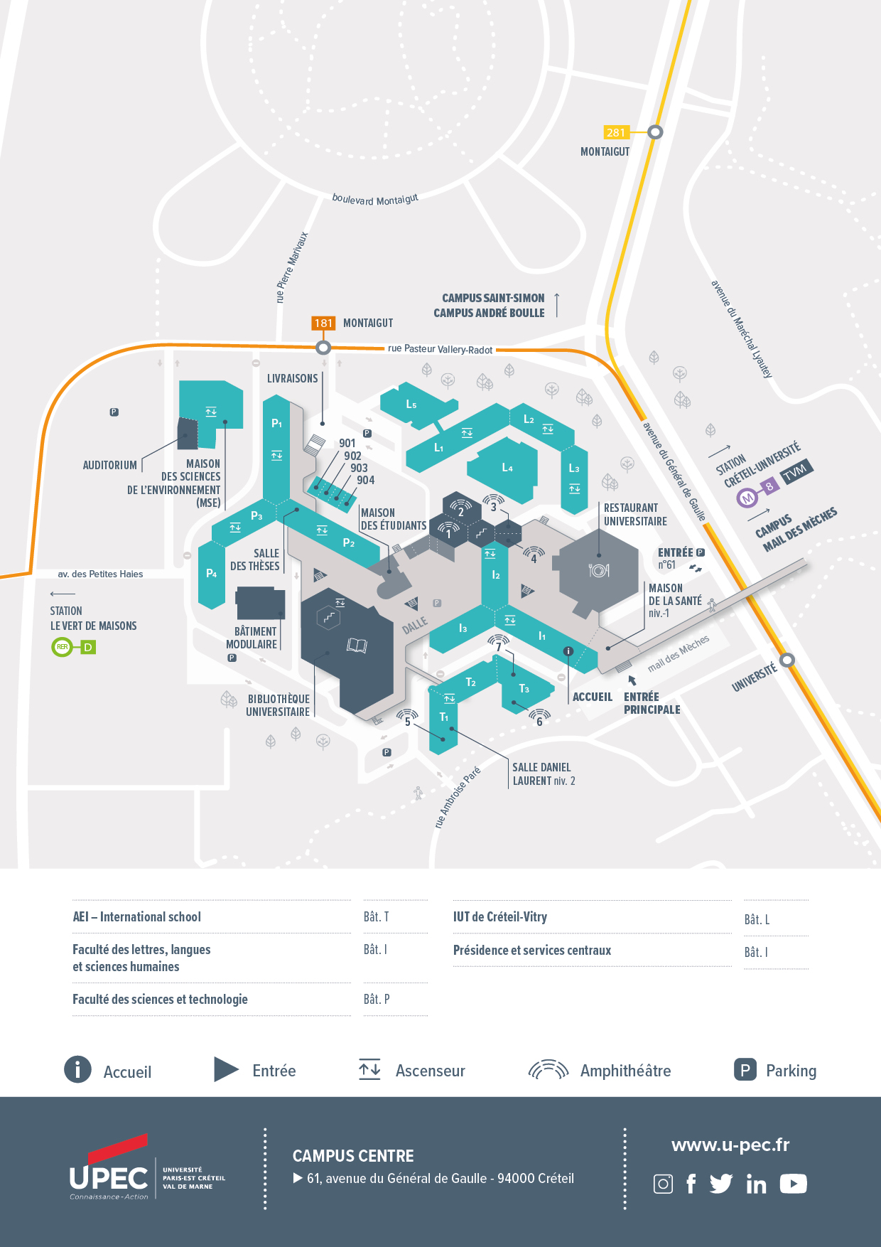 Plan du Campus Centre de Créteil